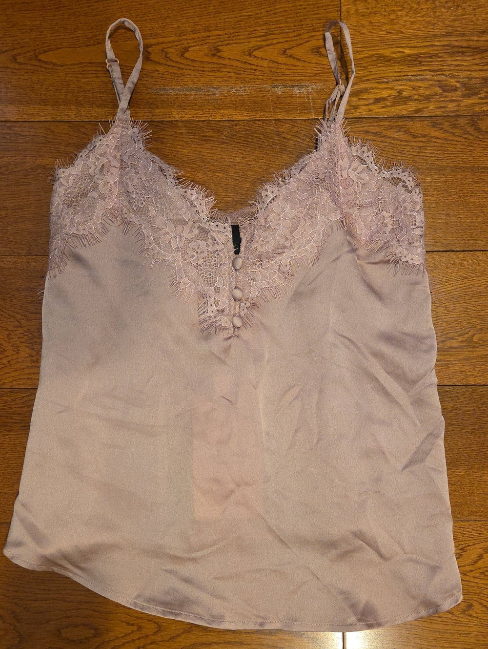 Oak & Trellis Pale Pink Lace Trim Satin Camisole M NWT
